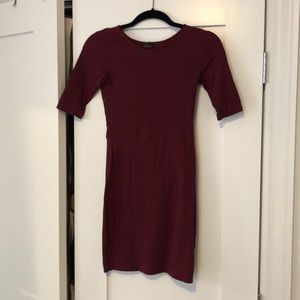 Burgundy mini dress with mid back cut out